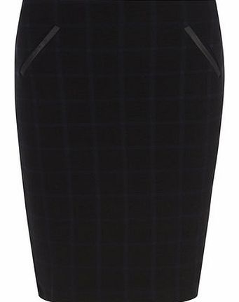 Dorothy Perkins Womens Petite black check skirt- Blue DP79277750