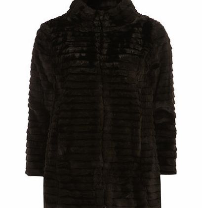 Dorothy Perkins Womens Petite black faux fur coat- Black