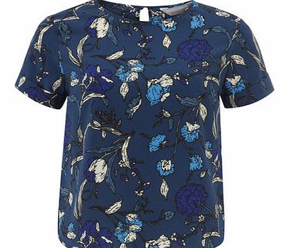 Dorothy Perkins Womens Petite blue floral tee- Blue DP79280810