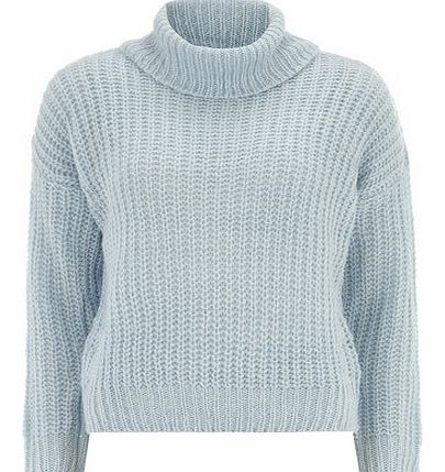 Dorothy Perkins Womens Petite blue roll neck jumper- Blue