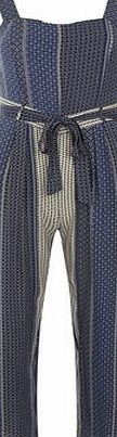 Dorothy Perkins Womens Petite blue stripe jumpsuit- Blue