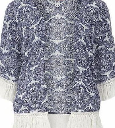 Dorothy Perkins Womens Petite blue tile kimono- Blue DP79301410