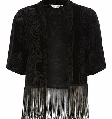 Womens Petite bunrout devore kimono- Black