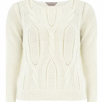 Dorothy Perkins Womens Petite cable front jumper- Ivory DP79234582