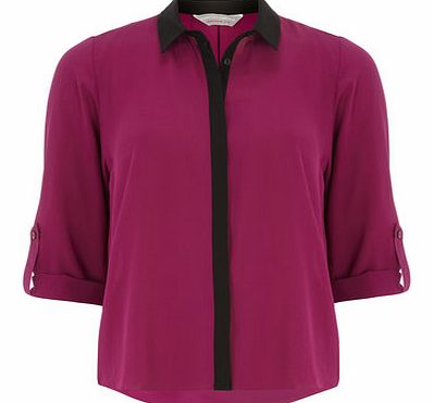 Dorothy Perkins Womens Petite colour block shirt- Fuschia