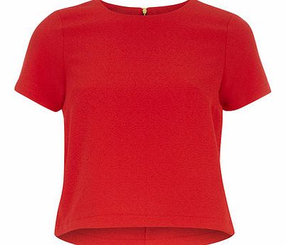 Dorothy Perkins Womens Petite crepe zip back top- Red DP79270812