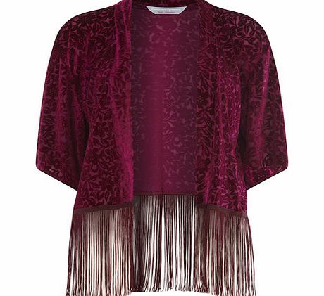Womens Petite devore tassel kimono- Pink
