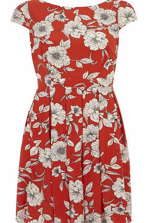 Dorothy Perkins Womens Petite exclusive floral tea dress- Red
