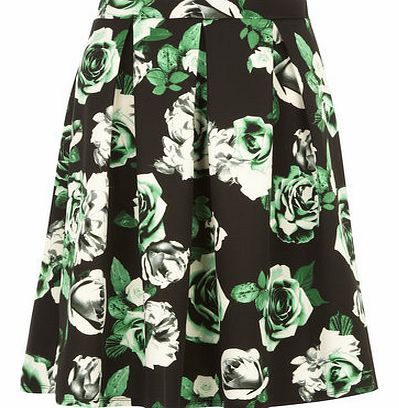 Dorothy Perkins Womens Petite floral midi skirt- Green DP79270601