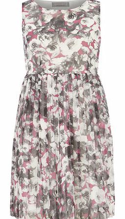 Dorothy Perkins Womens Petite floral pleated dress- Fuschia