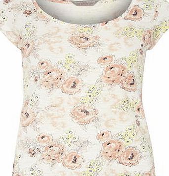 Dorothy Perkins Womens Petite floral printed gem tee- Coral
