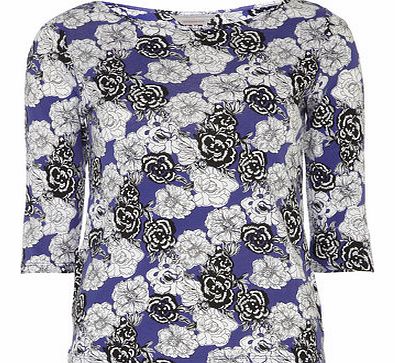 Dorothy Perkins Womens Petite floral printed tee- Purple