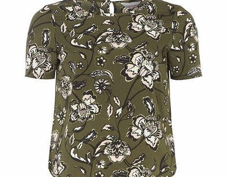 Dorothy Perkins Womens Petite floral soft tee- Khaki DP79294884
