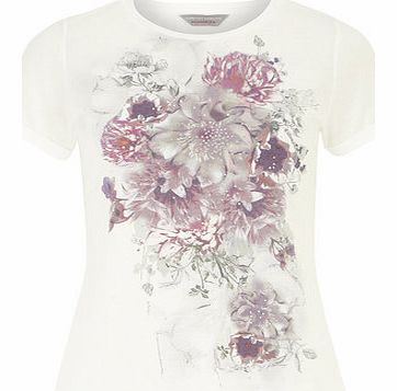 Dorothy Perkins Womens Petite floral tee- White DP79267969
