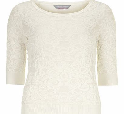 Dorothy Perkins Womens Petite floral textured jumper- Ivory