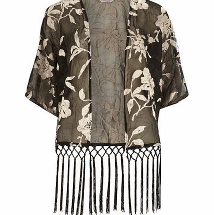Dorothy Perkins Womens Petite gold tassled kimono- Gold DP79283642