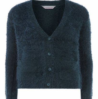 Dorothy Perkins Womens Petite green eyelash cardigan- Green