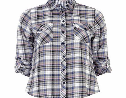 Dorothy Perkins Womens Petite grey check shirt- Purple DP79296472