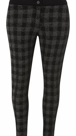 Dorothy Perkins Womens Petite Grey Checked Treggings- Grey