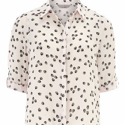 Dorothy Perkins Womens Petite heart print roll sleeve shirt-