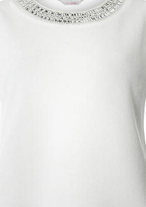 Dorothy Perkins Womens Petite ivory embellished top- Ivory