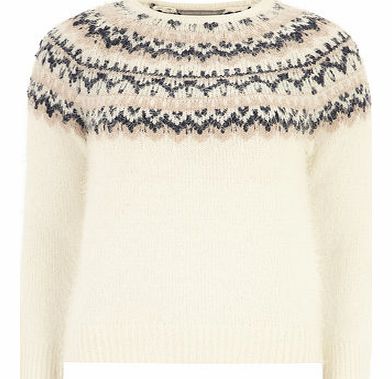 Dorothy Perkins Womens Petite ivory fairisle jumper- White