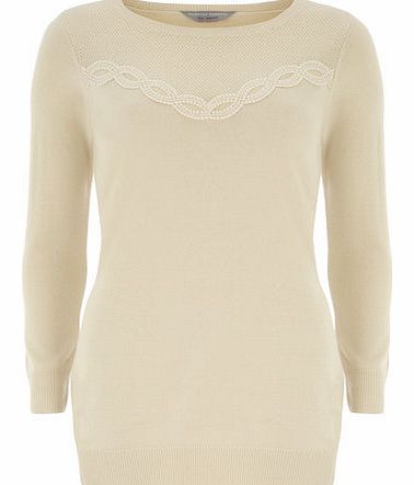 Dorothy Perkins Womens Petite ivory lace yoke tunic- Ivory