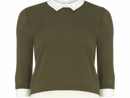 Dorothy Perkins Womens Petite khaki 2 in 1 knit- Khaki DP79297284
