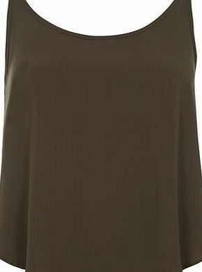 Dorothy Perkins Womens Petite khaki sleeveless top- Khaki