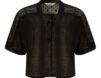 Dorothy Perkins Womens Petite lace insert kimono- Black DP79271001