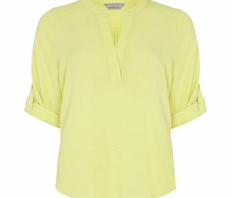 Dorothy Perkins Womens Petite lime roll sleeve shirt- Yellow