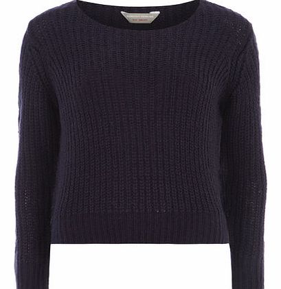 Dorothy Perkins Womens Petite midnight blue cable jumper- Blue