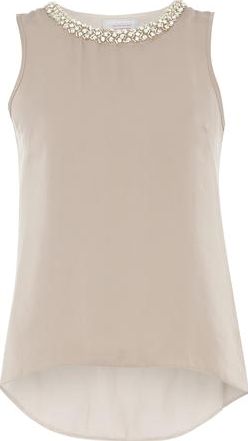 Dorothy Perkins, 1134[^]262015000709373 Womens Petite Mink Embellished Top- Brown