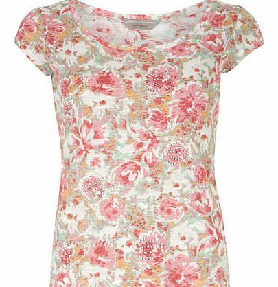 Dorothy Perkins Womens Petite multi bloom gem tee- Multi Colour