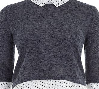 Dorothy Perkins Womens Petite navy 2 in 1 knit jumper- Blue