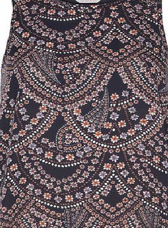 Dorothy Perkins Womens Petite navy blue ditsy top- Navy DP79861123