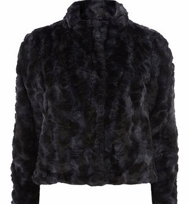 Dorothy Perkins Womens Petite navy short fur coat- Navy DP79242823