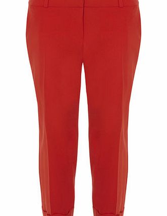 Dorothy Perkins Womens Petite orange turnback trousers- Orange