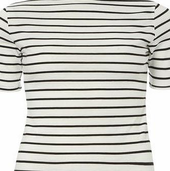 Dorothy Perkins Womens Petite rib stripe tee- Black DP79866503