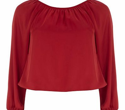 Dorothy Perkins Womens Petite satin gypsy top- Red DP79293012