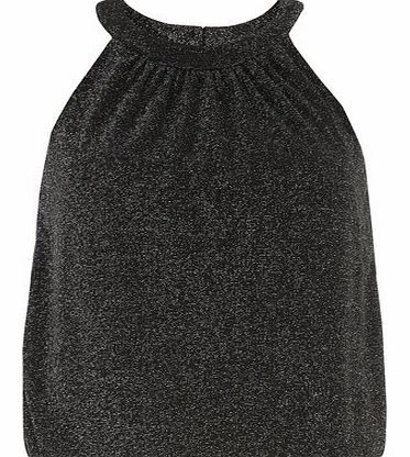 Dorothy Perkins Womens Petite silver lurex bubble top- Silver