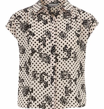 Dorothy Perkins Womens Petite spot rose printed shirt- Pink