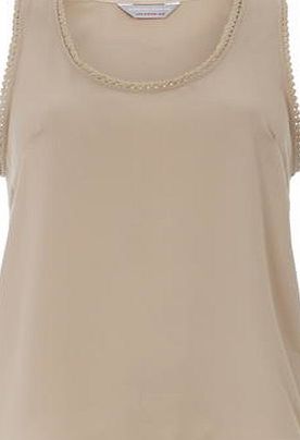 Dorothy Perkins Womens Petite stone pom pom top- Stone DP79879482