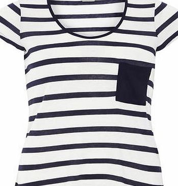 Dorothy Perkins Womens Petite stripe rib pocket tee- Black