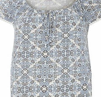 Dorothy Perkins Womens Petite tile gypsy top- Blue DP79862910