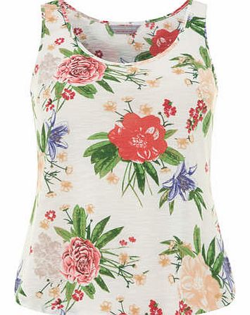 Dorothy Perkins Womens Petite tropical floral v scoop top- Ivory
