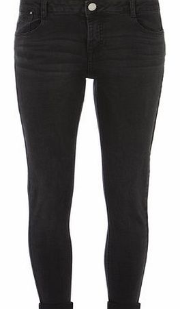 Dorothy Perkins Womens Petite washed black Harper Skinny Roll