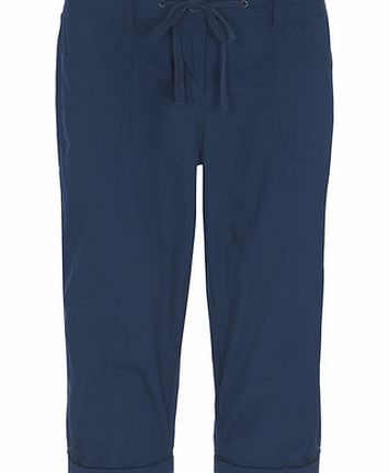 Dorothy Perkins Womens Petrol Fly Front Poplin Cropped Trousers-