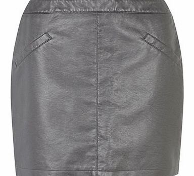 Dorothy Perkins Womens Pewter Leather Look Mini Skirt- Grey