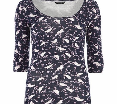 Dorothy Perkins Womens Pink Bird Scoop Top- Pink DP56387245